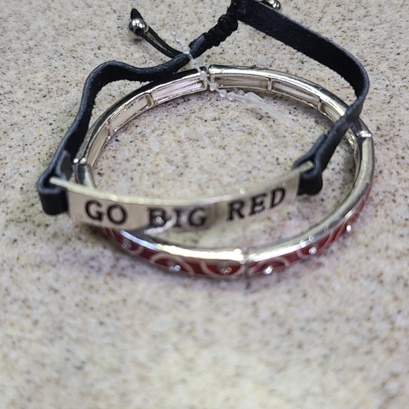 Go BIG RED 2 Bracelets.  1 Red/ 1 Leather - Picture 4 of 8